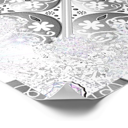 セラミックレースグレーとスノーフレーク ポスター (角)