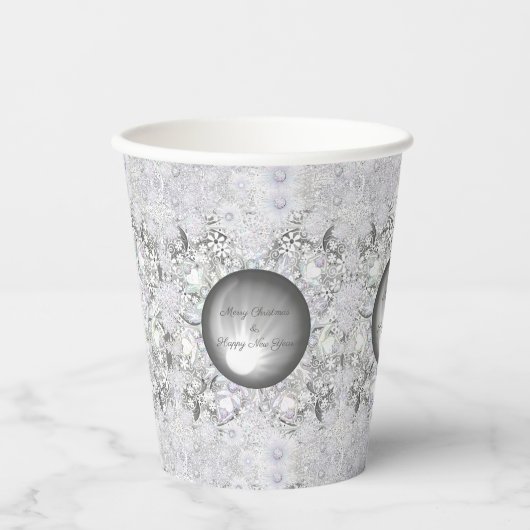セラミックレースグレーとスノーフレーク 紙コップ (正面)