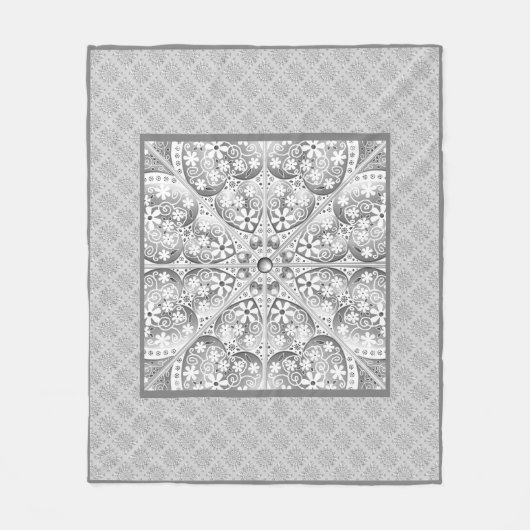 セラミックレースグレー フリースブランケット (正面)