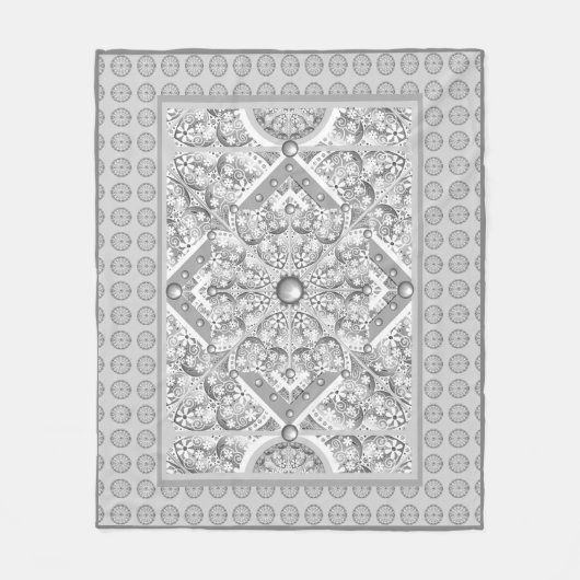 セラミックレースグレー フリースブランケット (正面)