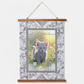 セラミックレースグレー 吊り下げ型タペストリー (正面)