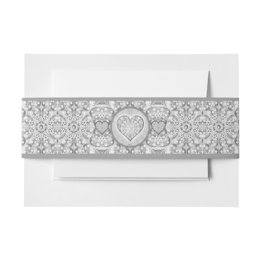 セラミックレースグレー 招待状ベリーバンド (正面例)