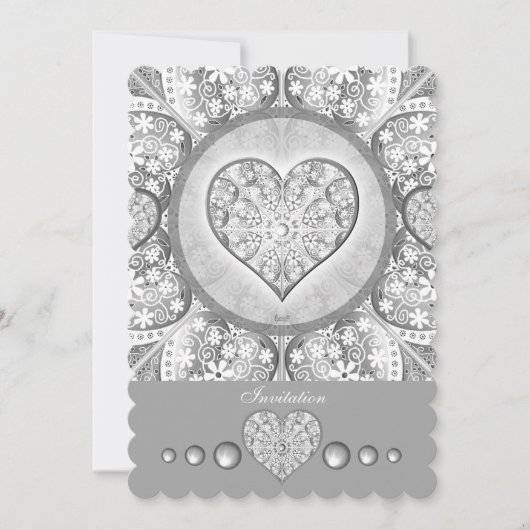 セラミックレースグレー 招待状 (正面)