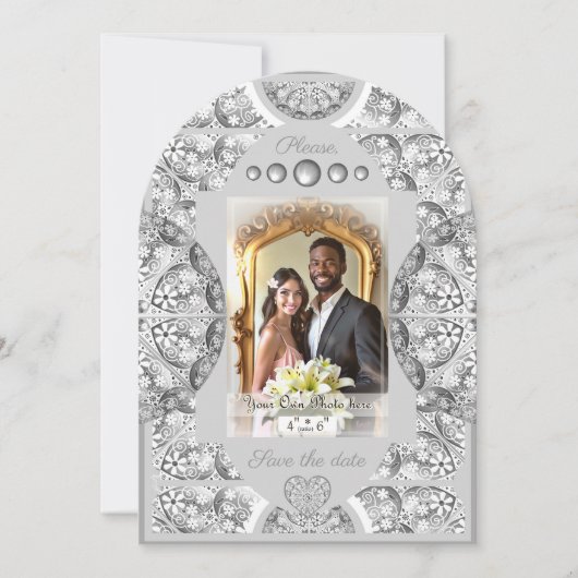 セラミックレースグレー 招待状 (正面)