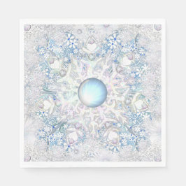 セラミックレーススカイブルー&スノーフレーク スタンダードランチョンナプキン