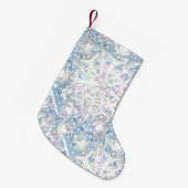 セラミックレーススカイブルー&スノーフレーク スモールクリスマスストッキング (正面 (吊り時))