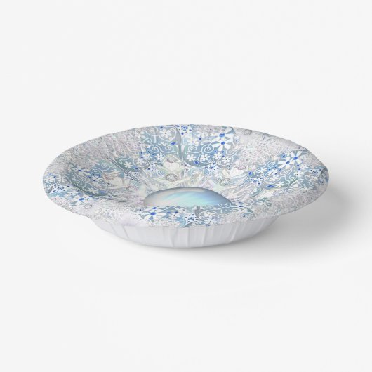 セラミックレーススカイブルー&スノーフレーク ペーパーボウル (傾斜あり)