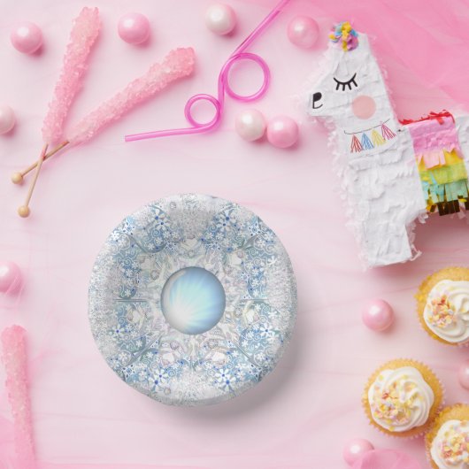 セラミックレーススカイブルー&スノーフレーク ペーパーボウル (パーティー)