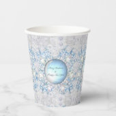セラミックレーススカイブルー&スノーフレーク 紙コップ (正面)