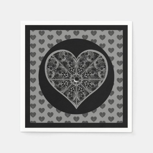 セラミックレースブラック スタンダードカクテルナプキン (正面)