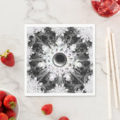 セラミックレースブラック&スノーフレーク スタンダードランチョンナプキン (インサイチュ)