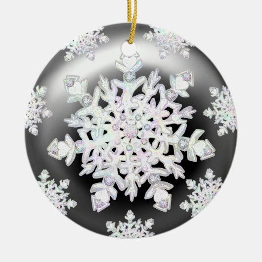 セラミックレースブラック&スノーフレーク セラミックオーナメント (正面)