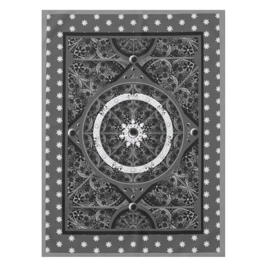 セラミックレースブラック&スノーフレーク テーブルクロス (正面)