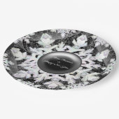 セラミックレースブラック&スノーフレーク ペーパープレート (アングル)