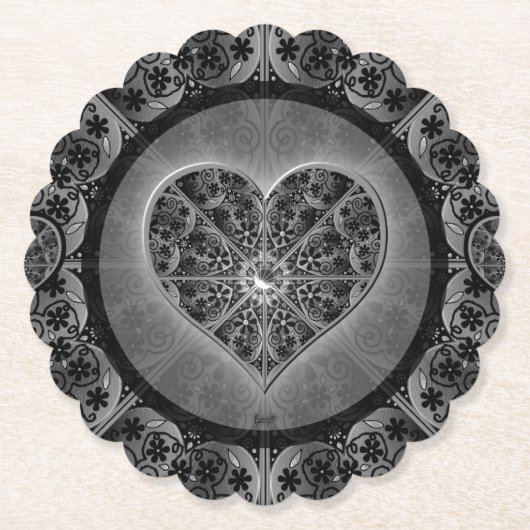 セラミックレースブラック ペーパーコースター (正面)