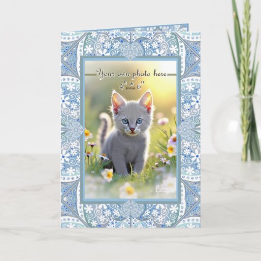 セラミックレースライトブルー母の日 サンキューカード (正面)