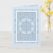 セラミックレースライトブルー誕生日 カード (黄色い花)