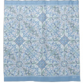 セラミックレースライトブルー シャワーカーテン (正面)