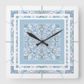セラミックレースライトブルー スクエア壁時計 (正面)