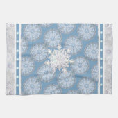 セラミックレースライトブルー&スノーフレーク キッチンタオル (横)