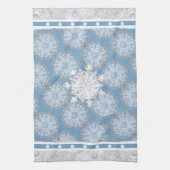 セラミックレースライトブルー&スノーフレーク キッチンタオル (縦)