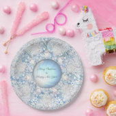 セラミックレースライトブルー&スノーフレーク ペーパープレート (パーティー)