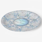セラミックレースライトブルー&スノーフレーク ペーパープレート (アングル)