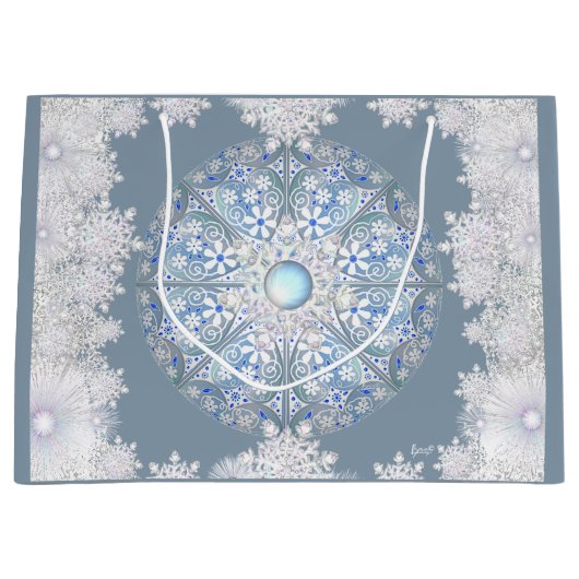 セラミックレースライトブルー&スノーフレーク ラージペーパーバッグ (正面)