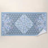 セラミックレースライトブルー ビーチタオル (正面)
