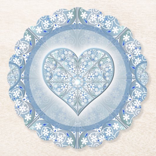 セラミックレースライトブルー ペーパーコースター (正面)