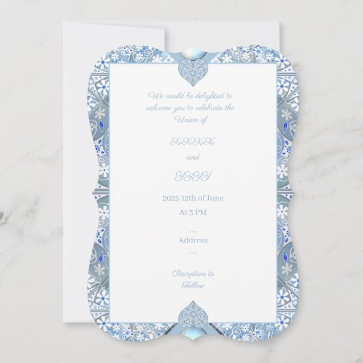 セラミックレースライトブルー 招待状 (裏面)