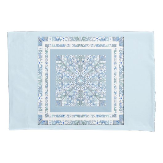 セラミックレースライトブルー 枕カバー (正面)