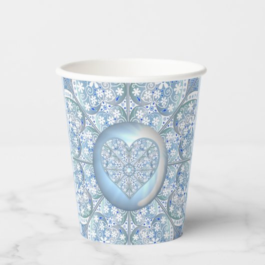 セラミックレースライトブルー 紙コップ (正面)