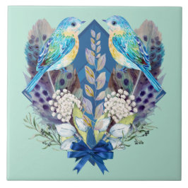 セラミック壁タイル – 鳥と羽 タイル