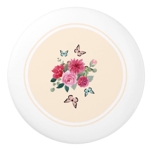 セラミック引き出しノブ – フローラ セラミックノブ (正面)