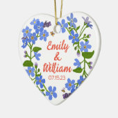 セラミック結婚ハートオーナメントの忘れDate-me-not セラミックオーナメント (左)