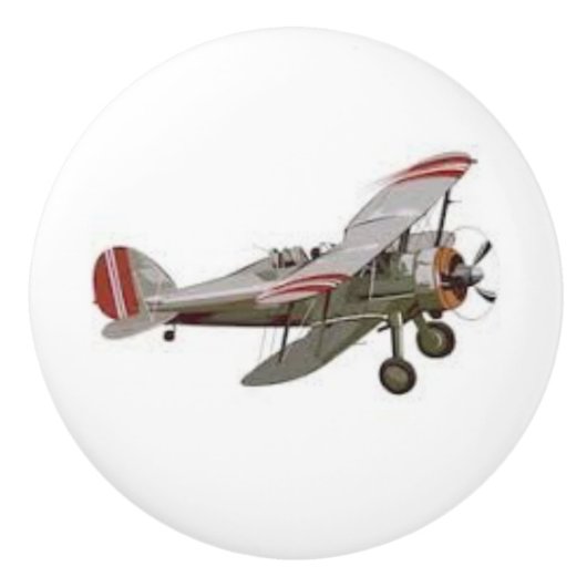 セラミック製のノブとプルに乗る飛行機 セラミックノブ (正面)