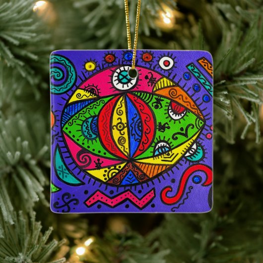 セラミック製スクエア型オーナメント セラミックオーナメント (ツリー)