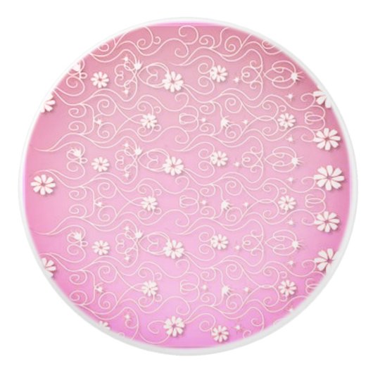 セラミック製ノブと白色フローラデザイン。 セラミックノブ (正面)