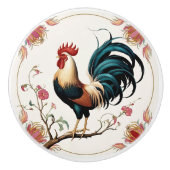 セラミック製ノブに開花した雄鶏 セラミックノブ (正面)