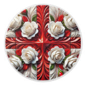 セラミック製ノブの引っ張り(英語バラ) セラミックノブ (正面)