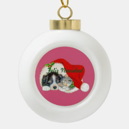 セラミック クリスマス オーナメント 子犬と子猫