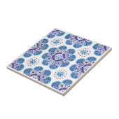 セラミック タイルの青と紫のバックスプラッシュ タイル (側面)