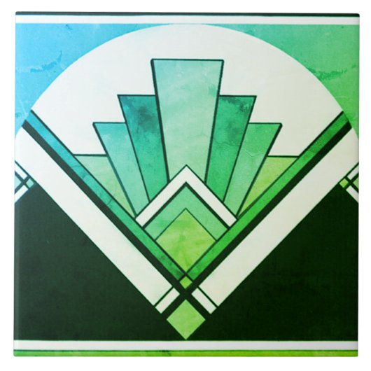 セラミック タイル - サングリア アートデコ ファン デザイン G/B (正面)