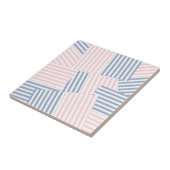 セラミック タイル ピンク & ブルー ストライプ (側面)