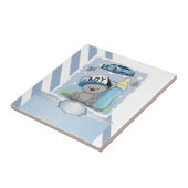 セラミッストライプクタイルブルー&ホワイトストライプボーイ タイル (側面)