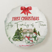 セラミッパーソナライズされたククリスマス装飾品 – 家族 ラウンドクッション (裏面)