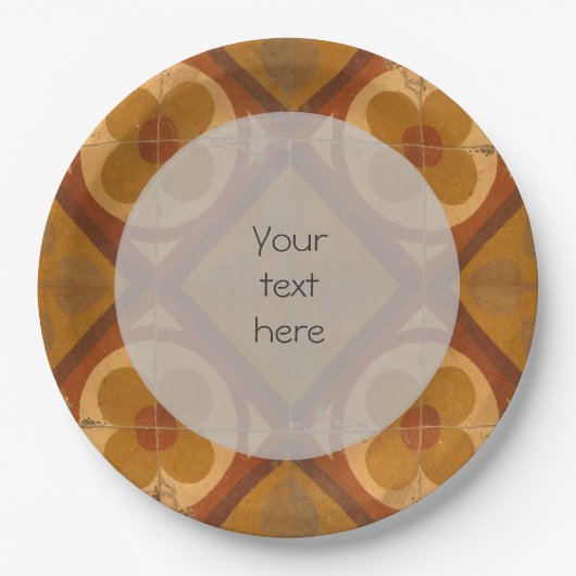 セラミッ地中海のクタイルの任意の文字 ペーパープレート (正面)