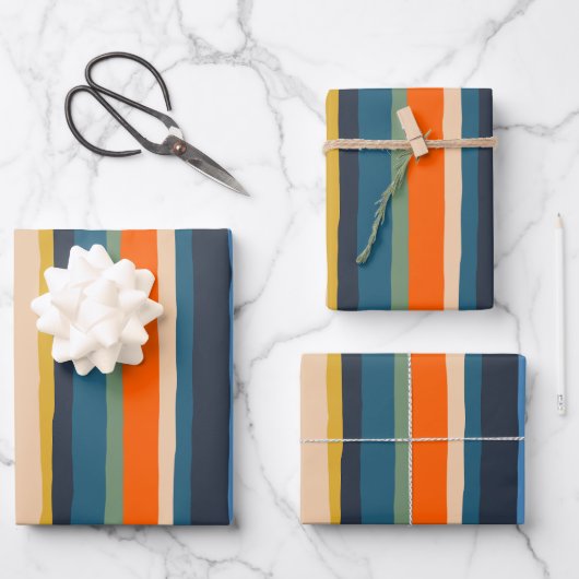 セラレストライプーカラフルコンテンポラリーモダンス ラッピングペーパーシート (正面)