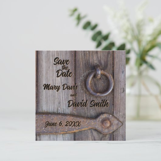 セラーのドアのハンドル結婚式の日付を保存 セーブザデート (スタンド正面)